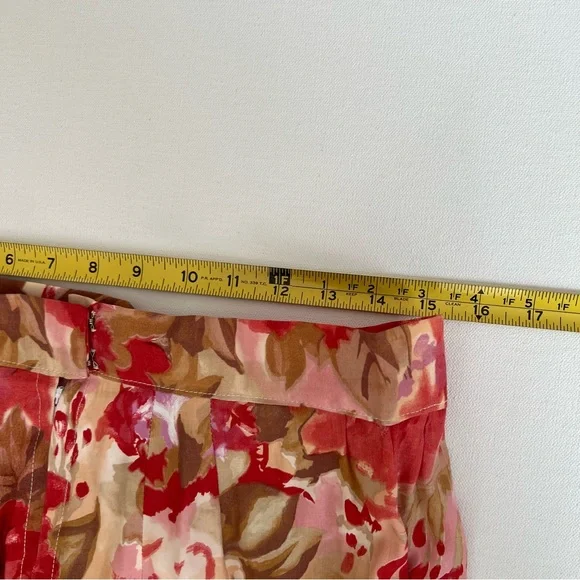 Floral Red and Brown Women's Skirt est sz: M - Picture 4 of 5